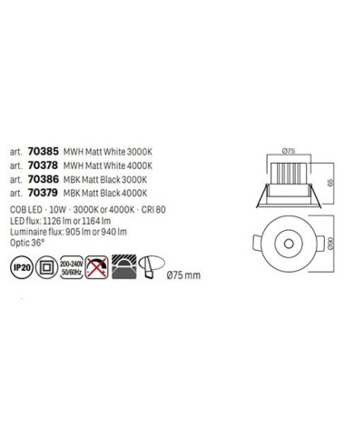 FARETTO AD INCASSO STILE MODERNO MT143 BIANCO 3000K
