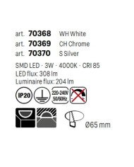 FARETTO AD INCASSO STILE MODERNO MT142 ARGENTO 4000K