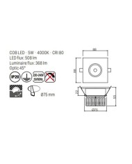 FARETTO AD INCASSO STILE MODERNO MT129 BIANCO 4000K
