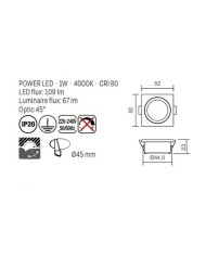 FARETTO AD INCASSO STILE MODERNO MT120 BIANCO 4000K