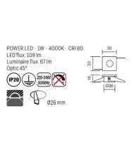 FARETTO AD INCASSO STILE MODERNO MT118 BIANCO 4000K