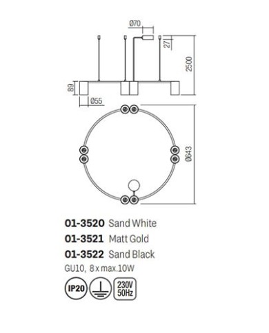 SOSPENSIONE STILE MODERNO MODI SP 6 TONDO ORO