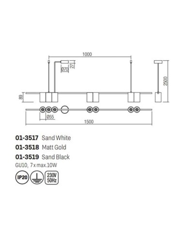 SOSPENSIONE STILE MODERNO MODI SP7 LINE BIANCO