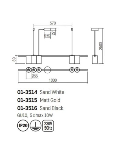 SOSPENSIONE STILE MODERNO MODI SP5 ORO