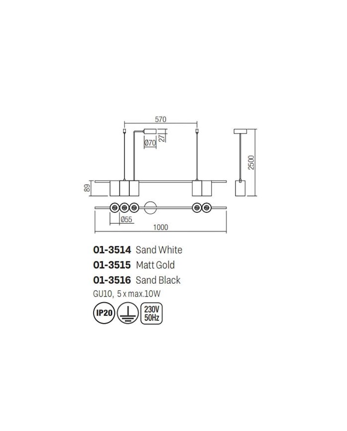 SOSPENSIONE STILE MODERNO MODI SP5 ORO
