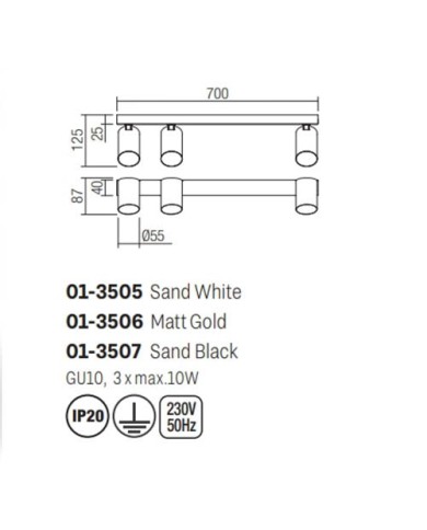 PLAFONIERA STILE MODERNO MODI PL3 BIANCO