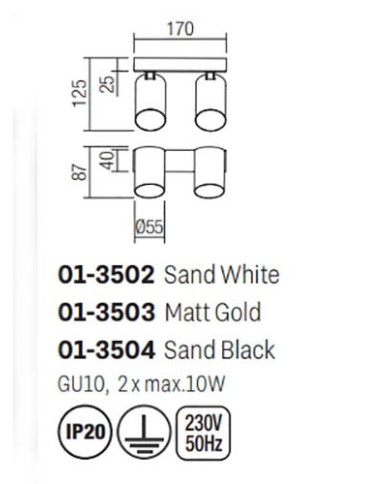 APPLIQUE STILE MODERNO MODI  AP2 BIANCO