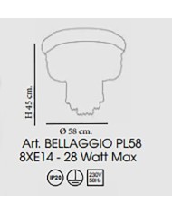 PLAFONIERA STILE CONTEMPORANEA BELLAGGIO PL58