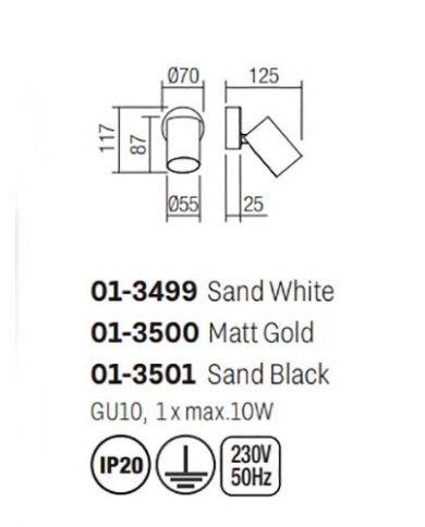 APPLIQUE STILE MODERNO MODI AP1 NBIANCO