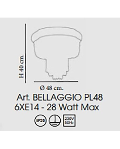 PLAFONIERA STILE CONTEMPORANEA BELLAGGIO PL48
