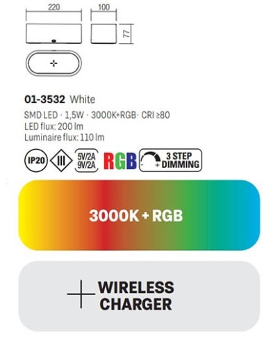 LAMPADA RICARICABILE CON CARICATORE WIRELESS LUMERA