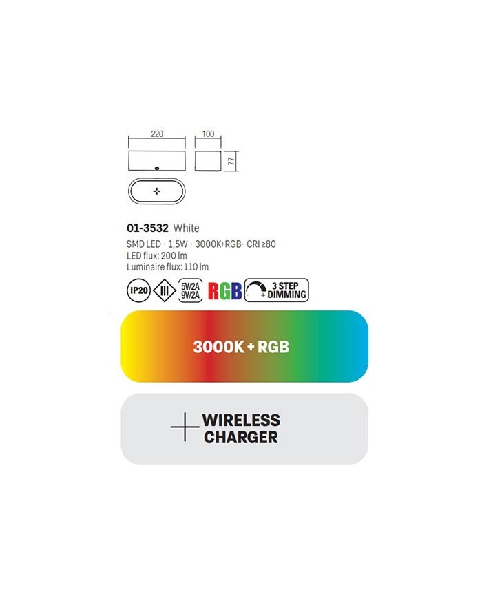 LAMPADA RICARICABILE CON CARICATORE WIRELESS LUMERA