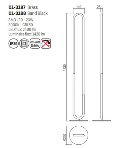 LAMPADA DA TERRA STILE MODERNO LATIUM PT NERO