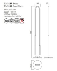 LAMPADA DA TERRA STILE MODERNO LATIUM PT ORO