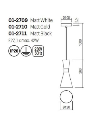 SOSPENSIONE STILE MODERNO KILT ORO