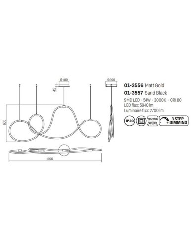 SOSPENSIONE STILE MODERNO HENK ORO