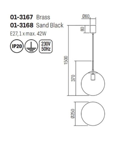 SOSPENSIONE STILE MODERNA GLOBAL D25 ORO