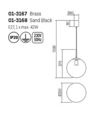 SOSPENSIONE STILE MODERNA GLOBAL D25 ORO