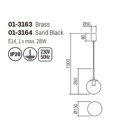 SOSPENSIONE STILE MODERNA GLOBAL D15 ORO