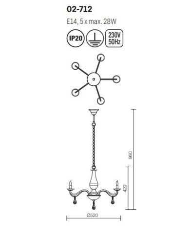 LAMPADARIO STILE CONTEMPORANEO FABIOLA SP5