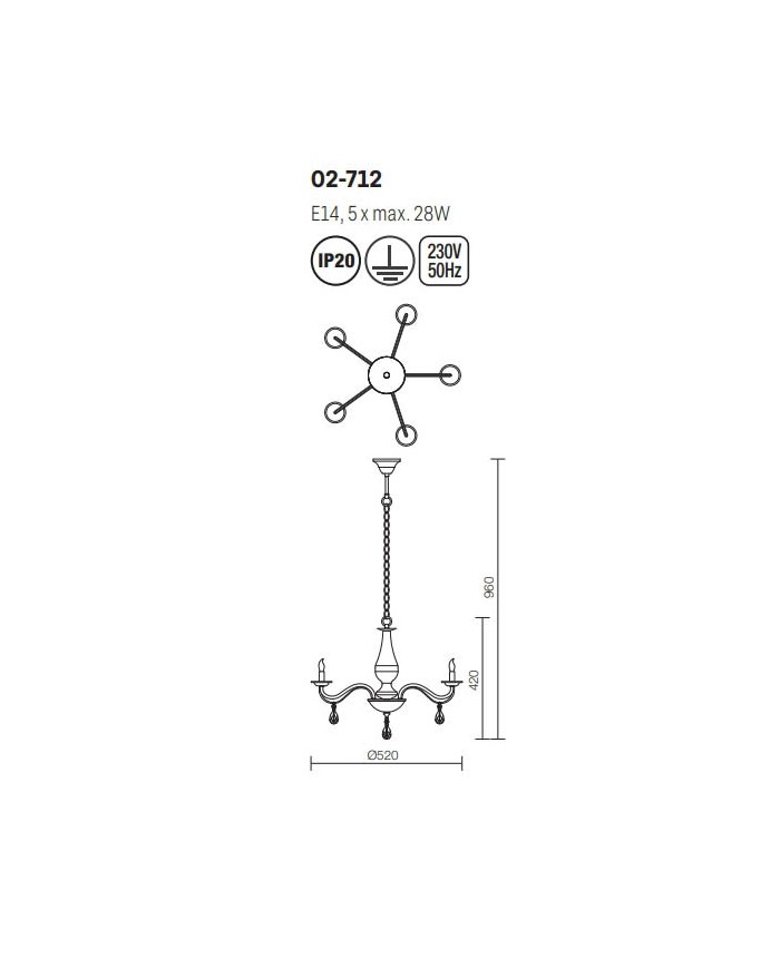 LAMPADARIO STILE CONTEMPORANEO FABIOLA SP5