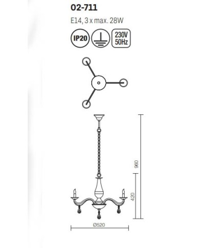 LAMPADARIO STILE CONTEMPORANEO FABIOLA SP3