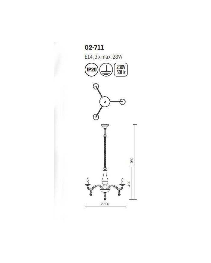 LAMPADARIO STILE CONTEMPORANEO FABIOLA SP3