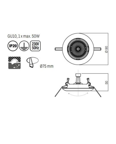FARETTO AD INCASSO  ORIENTABILE STILE MODERNO ELC CROMO