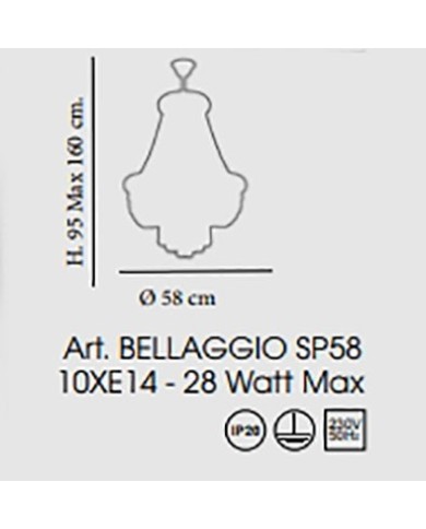 LAMPADARIO A SOSPENSIONE STILE CONTEMPORANEO  BELLAGGIO SP 58