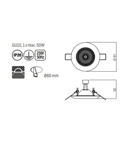 FARETTO AD INCASSO STILE MODERNO ELC 307 CROMATO