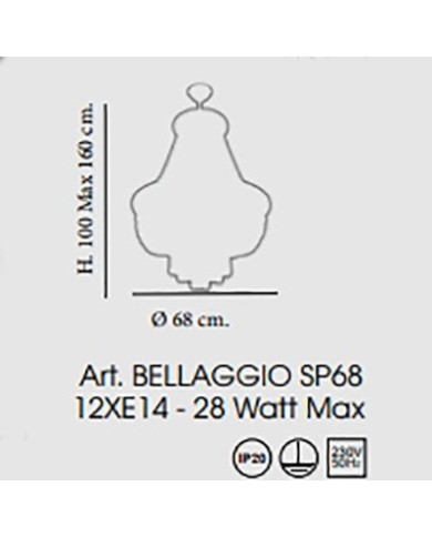 LAMPADARIO A SOSPENSIONE STILE CONTEMPORANEO  BELLAGGIO SP 68