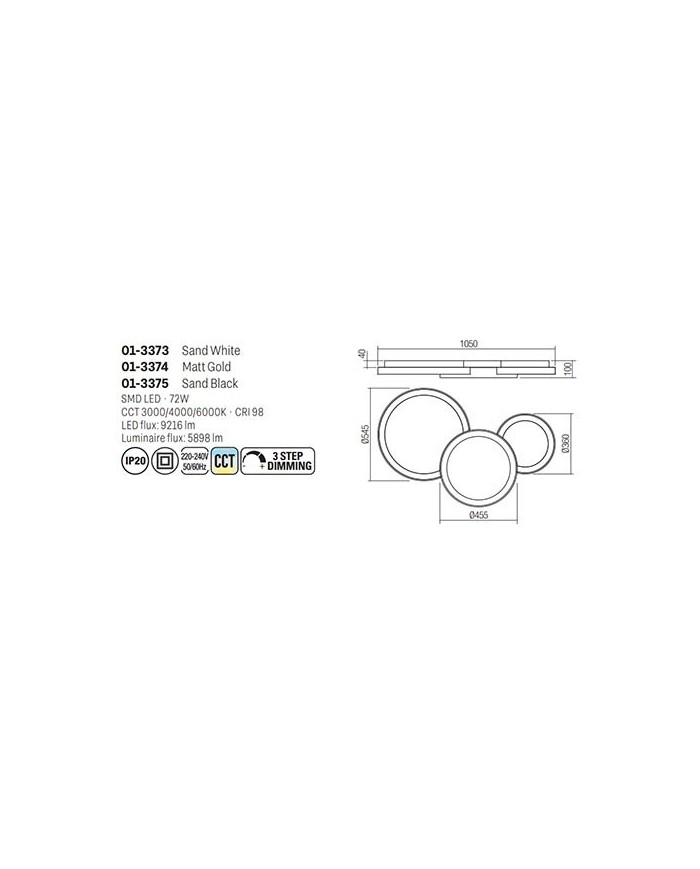 PLAFONIERA STILE MODERNO IN CCT COMBI PL3 COMBO