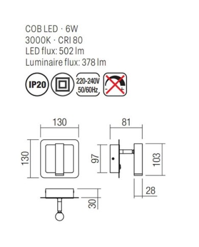 APPLIQUE STILE MODERNO CONTEMPORANEO CLOSER AP NERO Q