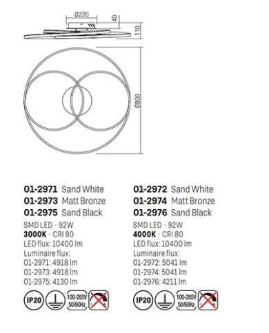 PLAFONIERA STILE MODERNO CENTRIX 3000K ORO