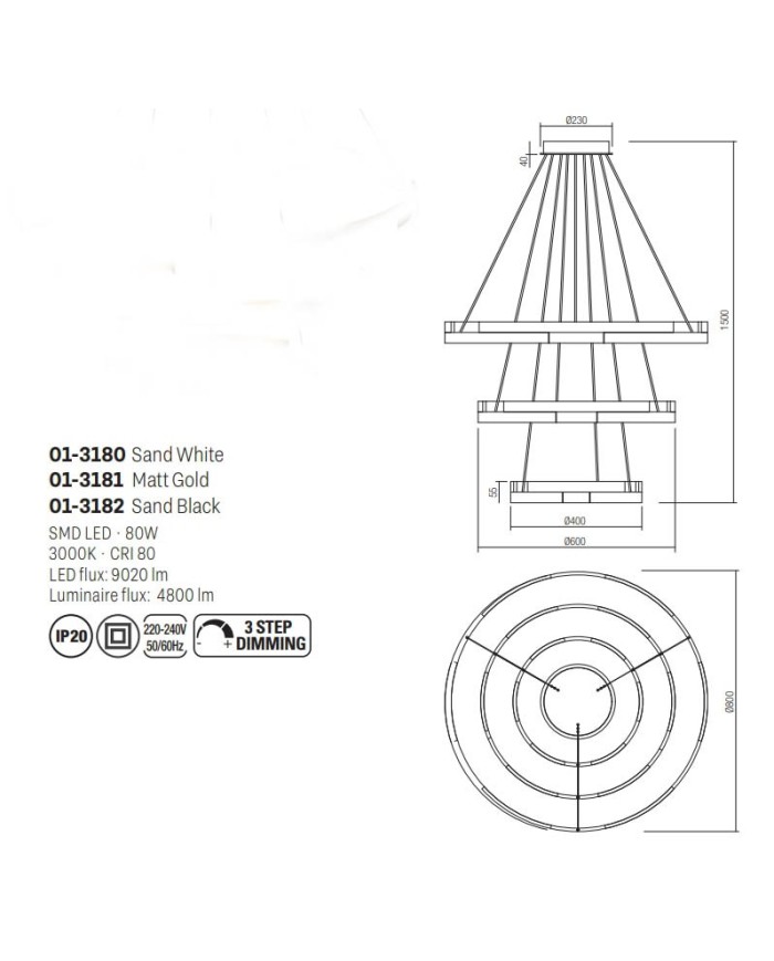 SOSPENSIONE STILE MODERNO CASTLE BIG ORO
