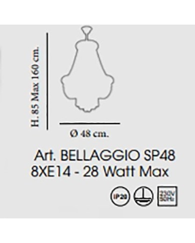 LAMPADARIO A SOSPENSIONE STILE CONTEMPORANEO  BELLAGGIO SP 48