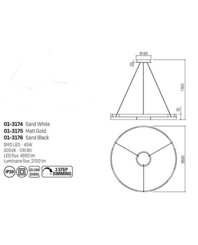 SOSPENSIONE STILE MODERNO CASTLE M BIANCO
