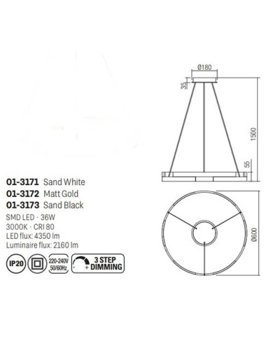 SOSPENSIONE STILE MODERNO CASTLE P BIANCO