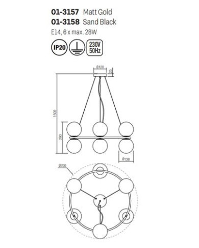 SOSPENSIONE STILE MODERNO BOWLING SP6 ORO