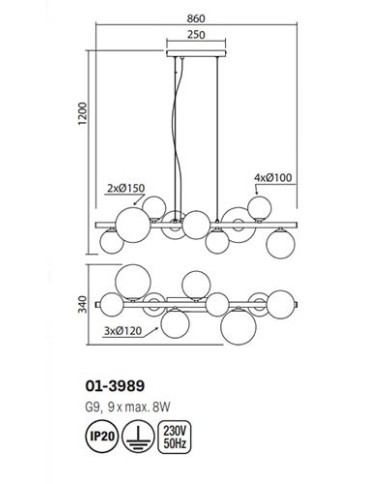 SOSPENSIONE STILE MODERNO ASTRA SP9 NERO E FUME