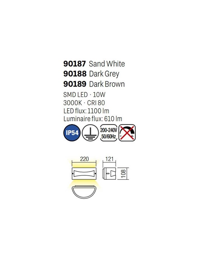 APPLIQUE PER ESTERNO STILE MODERNO ASTI LED MARRONE G