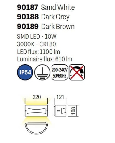 APPLIQUE PER ESTERNO STILE MODERNO ASTI LED NERO G