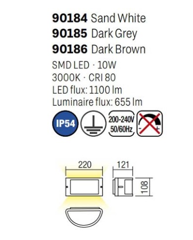 APPLIQUE PER ESTERNO STILE MODERNO ASTI LED NERO P