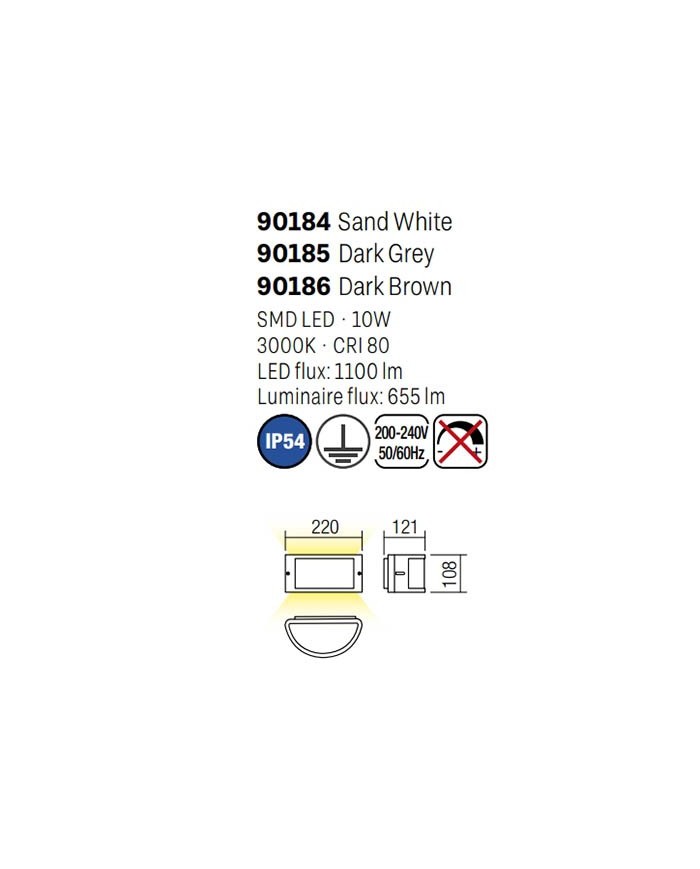 APPLIQUE PER ESTERNO STILE MODERNO ASTI LED NERO P