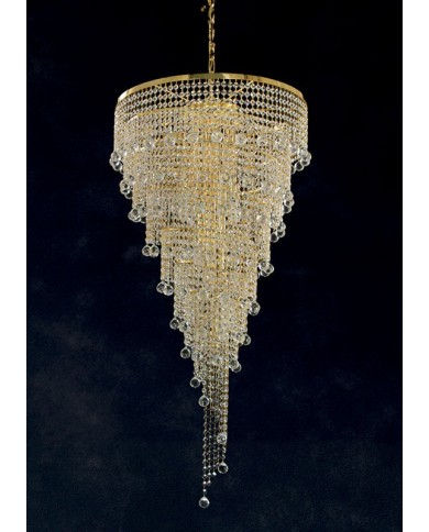 LAMPADARIO STILE CONTEMPORANEO CON CRISTALLI E SFERE TWIST SP40