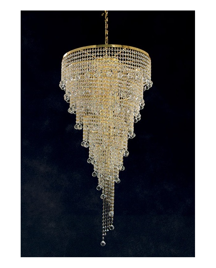 LAMPADARIO STILE CONTEMPORANEO CON CRISTALLI E SFERE TWIST SP40