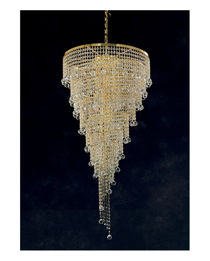 LAMPADARIO STILE CONTEMPORANEO CON CRISTALLI E SFERE TWIST SP40