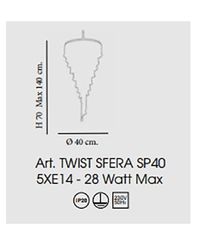 LAMPADARIO STILE CONTEMPORANEO CON CRISTALLI E SFERE TWIST SP40