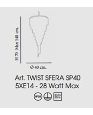 LAMPADARIO STILE CONTEMPORANEO CON CRISTALLI E SFERE TWIST SP40