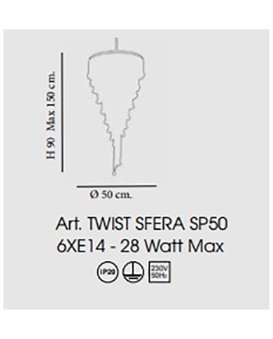 LAMPADARIO STILE CONTEMPORANEO CON CRISTALLI E SFERE TWIST SP50